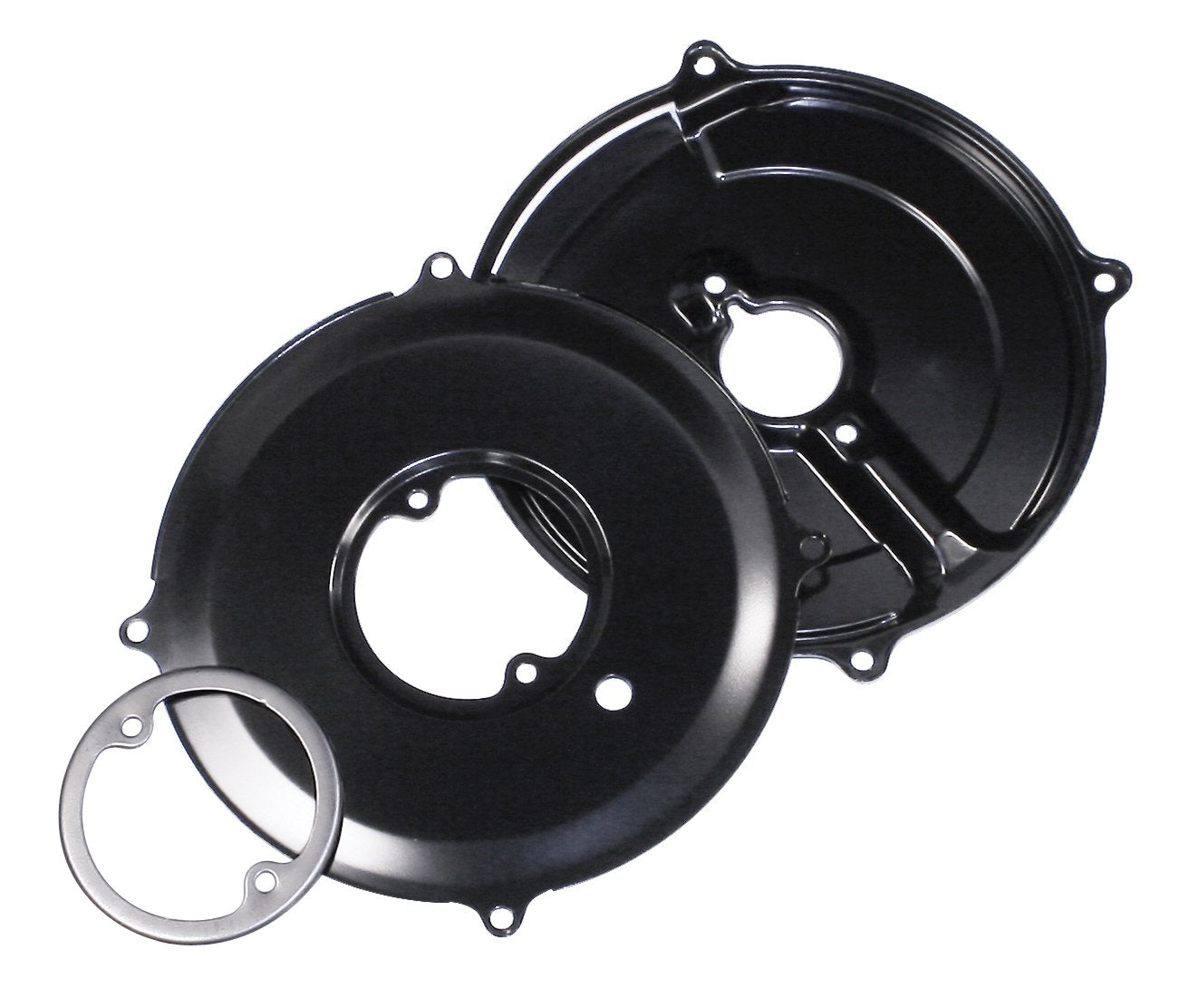 Black Stock Style Alternator/Generator Backing Plate 3 Piece Tin Kit