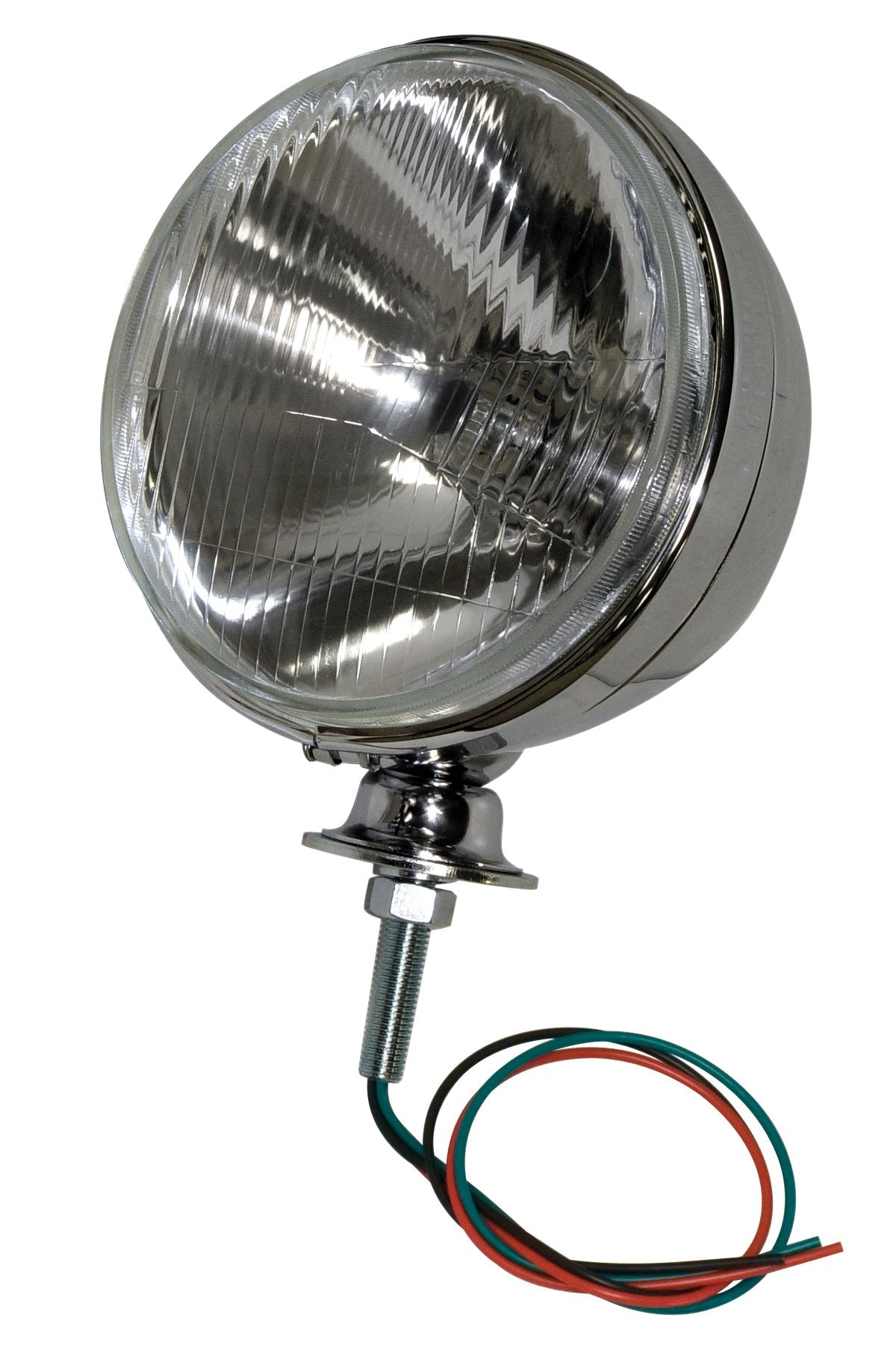 7" Chrome Headlight with 12 Volt H4 55/60W Bulb, Each (Boxed)