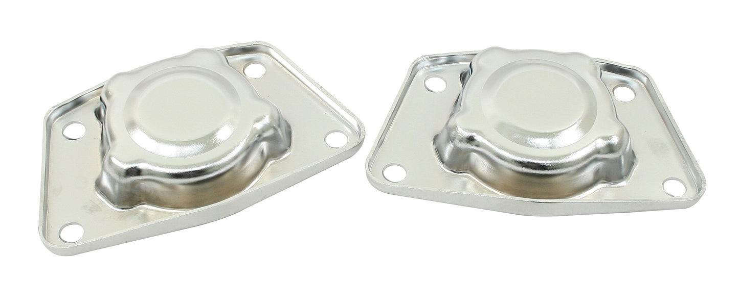 Chrome Spring Plate Caps Swing Axle, Pair