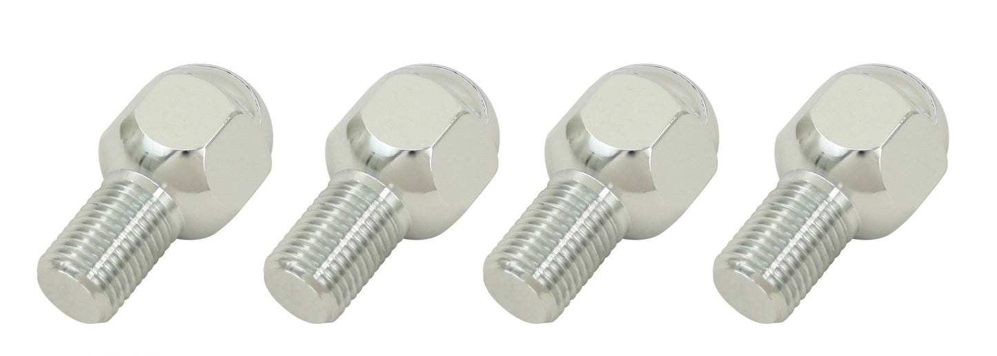 Chrome Lug Bolts M14 1.5, 20.5mm Long, Set of 4, 9568 Steel / Aluminum Wheels
