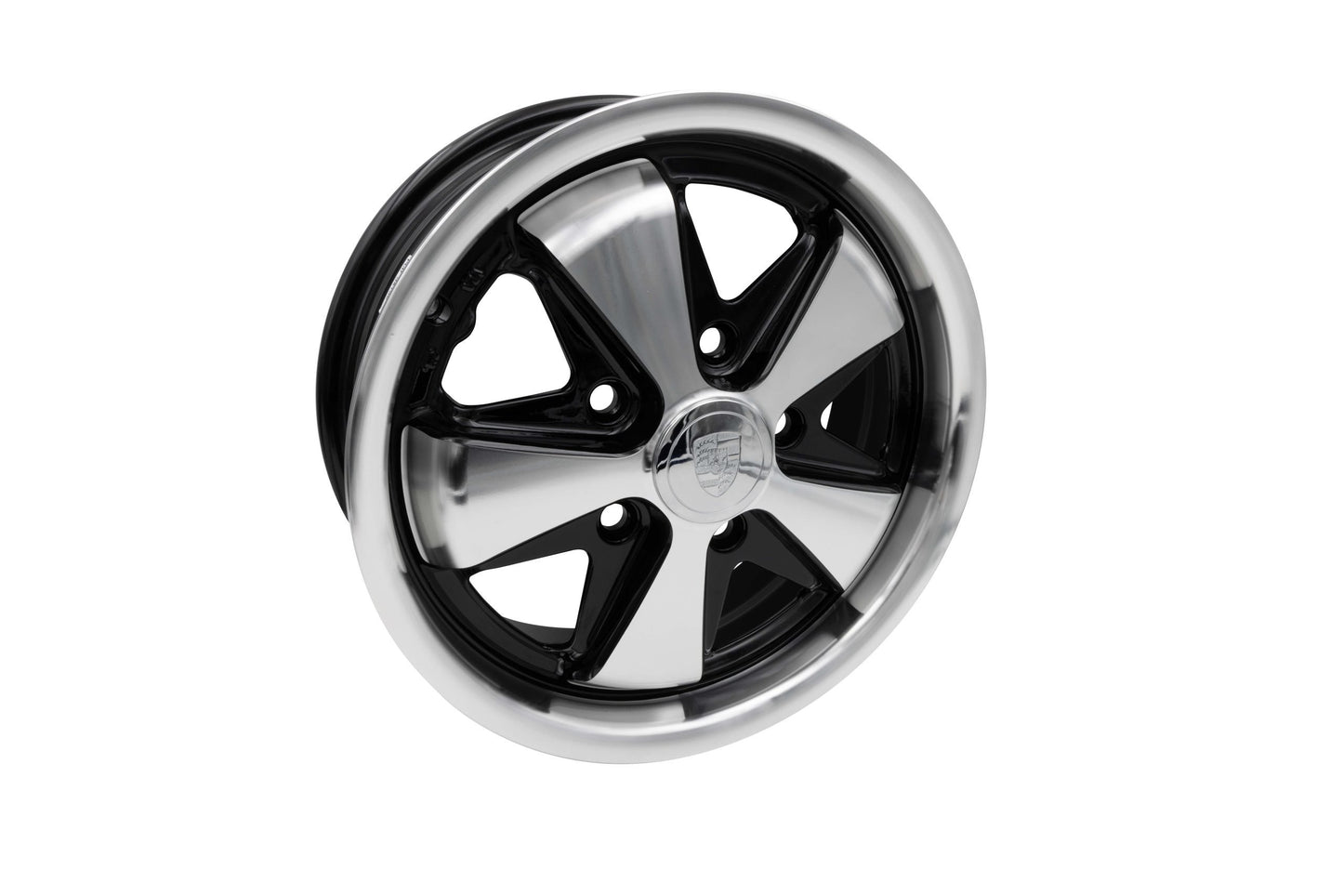 911 Alloy, Gloss Black with Polished Lip & Spokes, 15x5 1/2, 5x130 Bolt Pattern, 4 15/16" BS