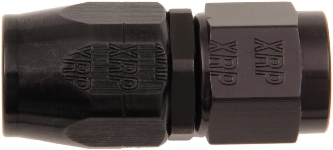 XRP 6 STRAIGHT HOSE END ALUMINUM BLACK ANODIZED