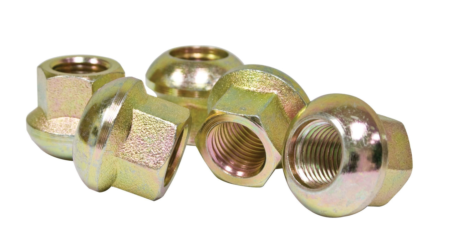 Porsche Style Nut, Zinc, M14 1.5, Ball Seat, Set of 5