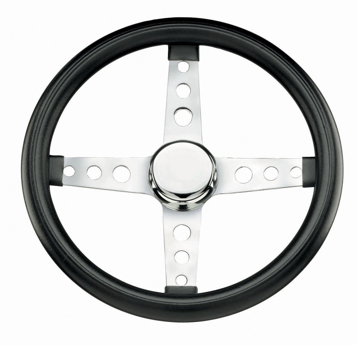 Classic Foam, Chrome, 4 spoke, 13" dia., 1 ¾" dish / 2"