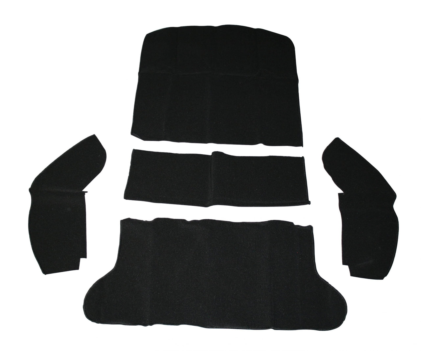 65 72 Type 1 & Super Beetle Sedan Rear Well Carpet Kit, 5 Piece, Black