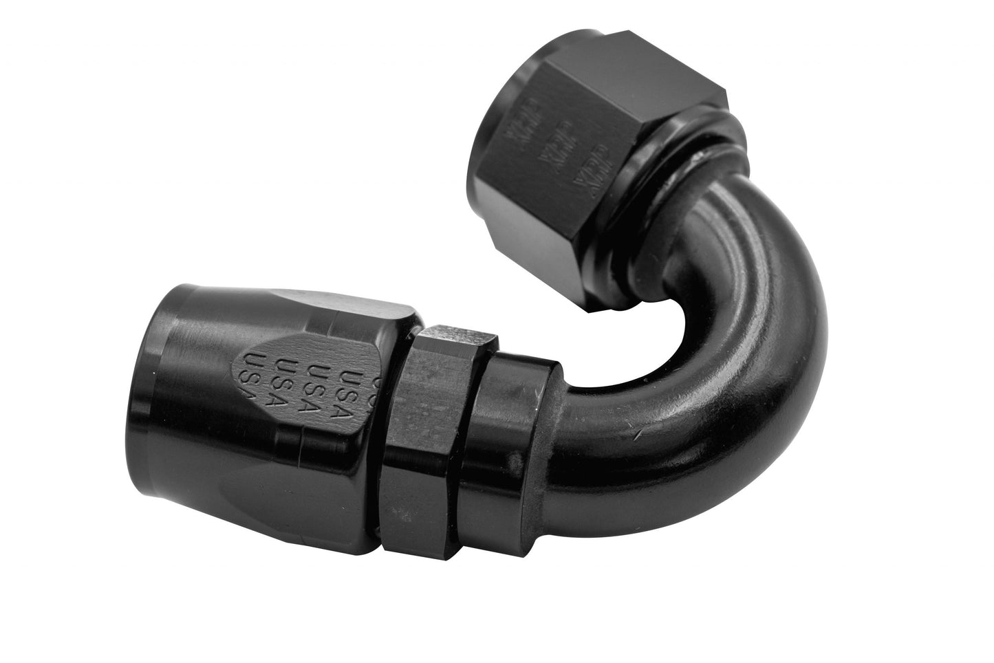 XRP  10 150Âº Double Swivel Hose End   Aluminum   Black