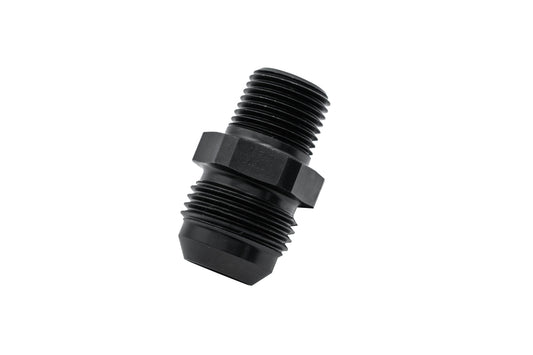 ADAPTER,  12 FLARE TO 1/2 NPT   ALUMINUM   BLACK ANODIZED