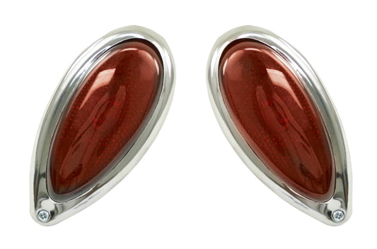 Red Teardrop Tail Lights, Pair