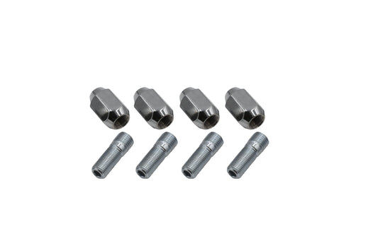 Chrome Nut & Stud Kit, M14 1.5 to 1/2 20, 60 Degree, For Steel Wheels, 4 Pair