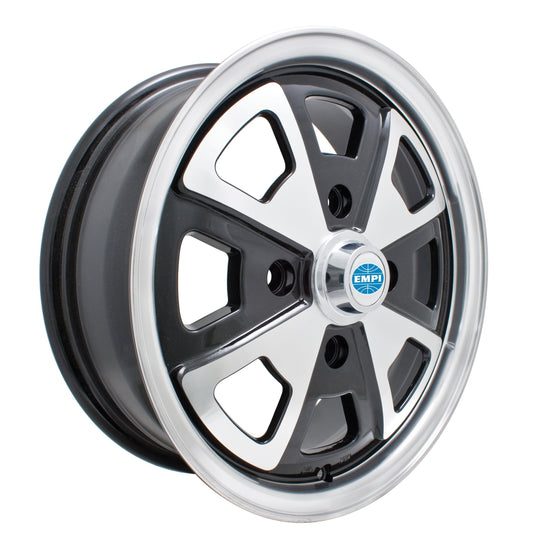 914, Gloss Black with Polished Lip & Spokes, 15x5 1/2, 4x130 Bolt Pattern, 4 1/2" BS