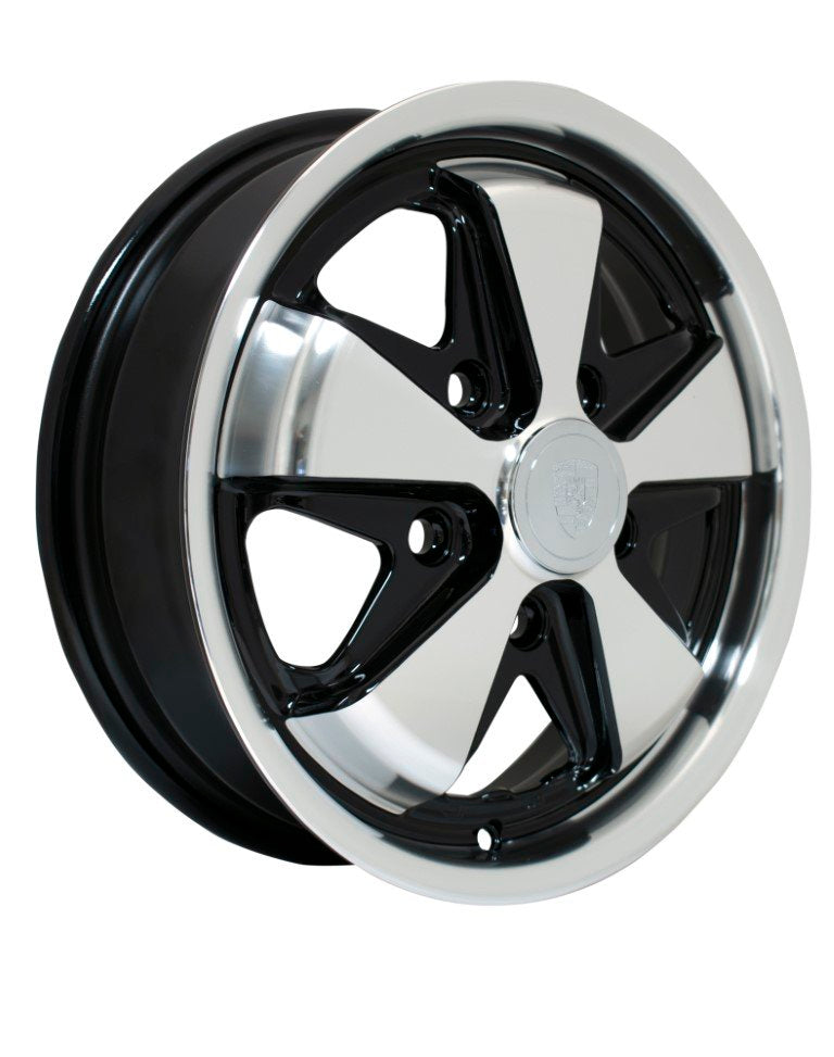 911 Alloy, Gloss Black with Polished Lip & Spokes, 15x4 1/2, 5 x 130 Bolt Pattern, 4 1/2" BS