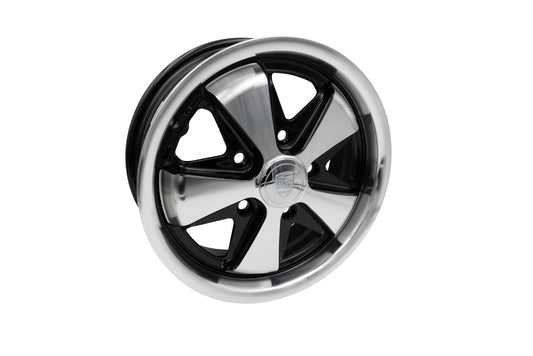 911 Alloy, Gloss Black withÂ Polished Lip & Spokes, 15x5 1/2, 5x130 Bolt Pattern, 4 15/16" BS