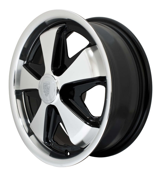 911 Alloy, Gloss Black withÂ Polished Lip & Spokes, 15x5 1/2,5x112 Bolt Pattern, 4" BS