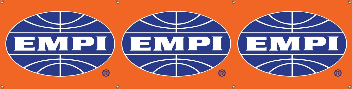 EMPI Large Banner, 36" x 120", Each Orange Vinyl withÂ eyelets, Printed Blue & White Oval