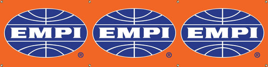 EMPI Large Banner, 36" x 120", Each Orange Vinyl withÂ eyelets, Printed Blue & White Oval