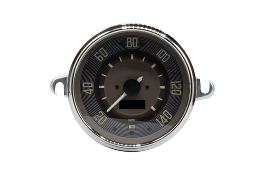 115mm 0 140KMH Brown Dial and Chrome Bezel Speedometer for Type 2