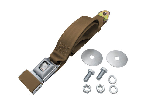 2 Point Lap Seat Belt, Universal 72" Push Button Latch, Tan, Sold Each