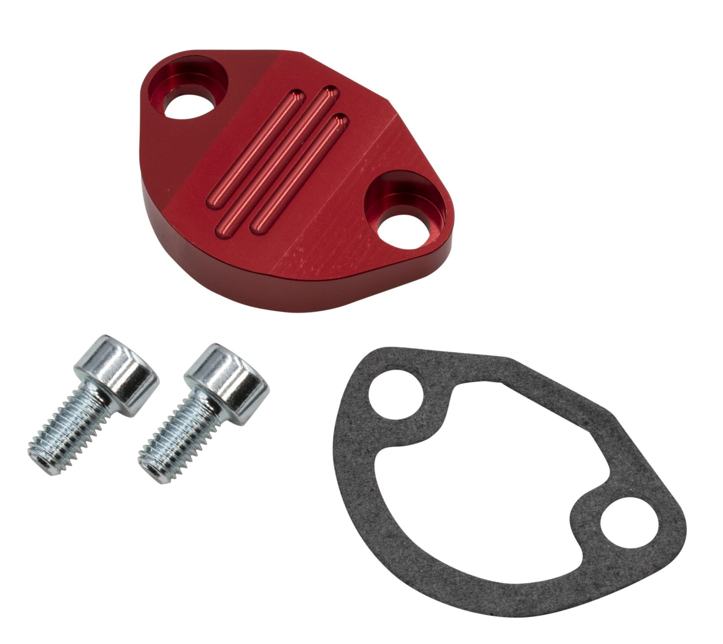 Billet Fuel Pump Block Off with Hardware, Red