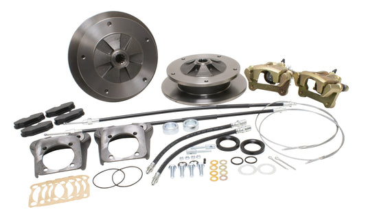 Deluxe Zero Off set Wide 5x205 Rear Disc Brake Kit with E Brake, I.R.S., 73 & Later, Cast Brackets