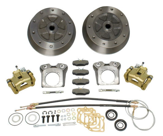 Deluxe Wide Rear Disc Brake Kit with E Brake, 5/205, Swing Axle 58 67, Cast Brackets