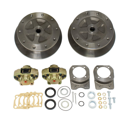 Deluxe Wide Rear Disc Brake Kit without E Brake, 5/205, I.R.S. 68 & Later, Swing Axle 1968, Cast Brackets