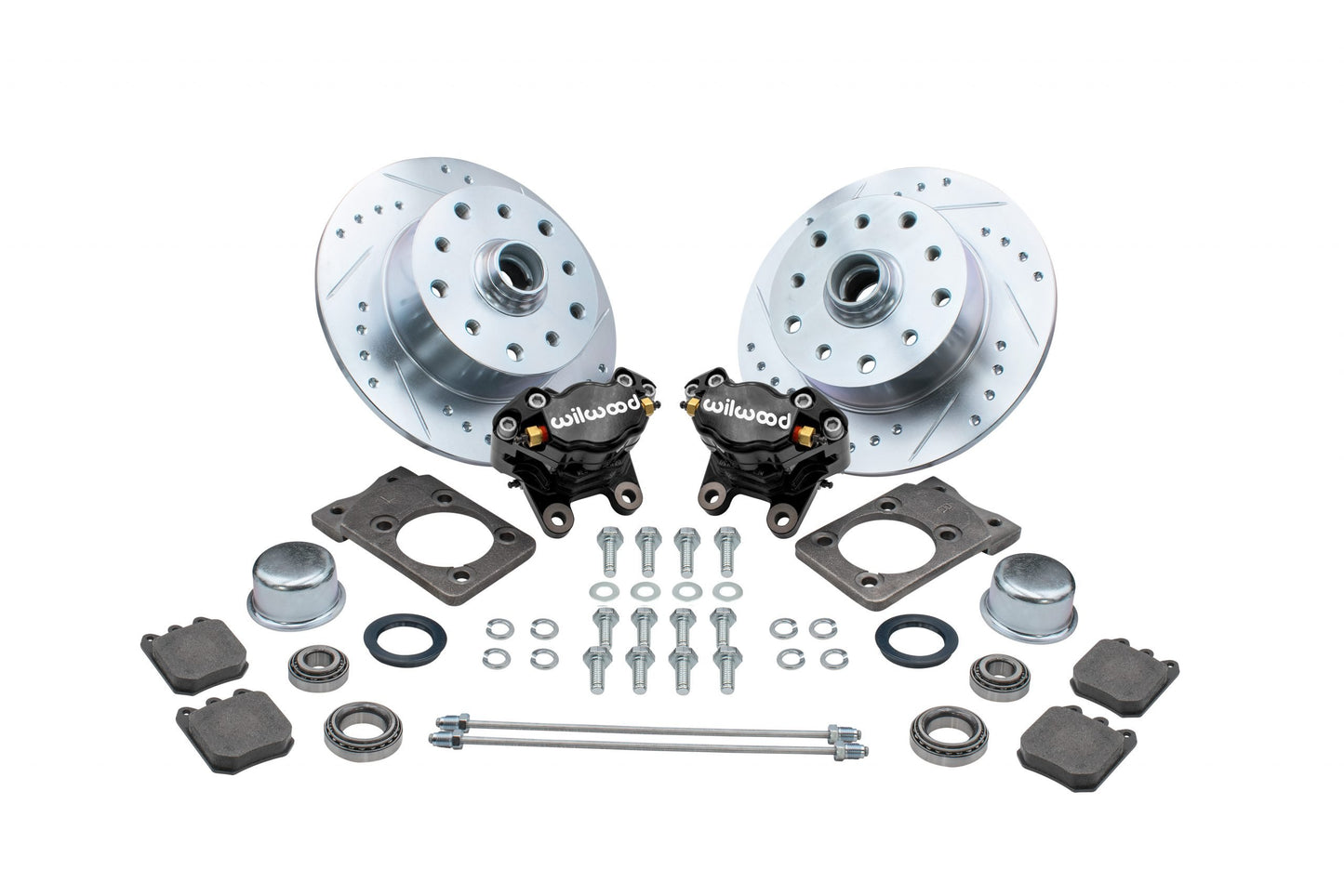 Front Disc Brake Conversion Kit Super Beetle, 71 79 Double Drilled, 5x130 / 5x4.75 Black Calipers