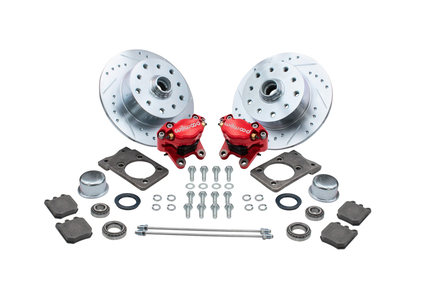 Front Disc Brake Conversion Kit Super Beetle, 71 79 Double Drilled, 5x130 / 5x4.75 Red Calipers