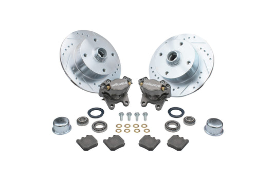 EMPI Ball Joint Front Brake Disc Kit 4/130 Drilled & Slotted Discs Wilwood Calipers / Silver, w/o Spindles