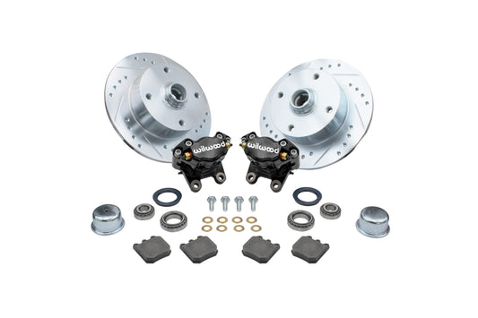 EMPI Ball Joint Front Brake Disc Kit 4/130 Drilled & Slotted Discs Wilwood Calipers / Black, w/o Spindles