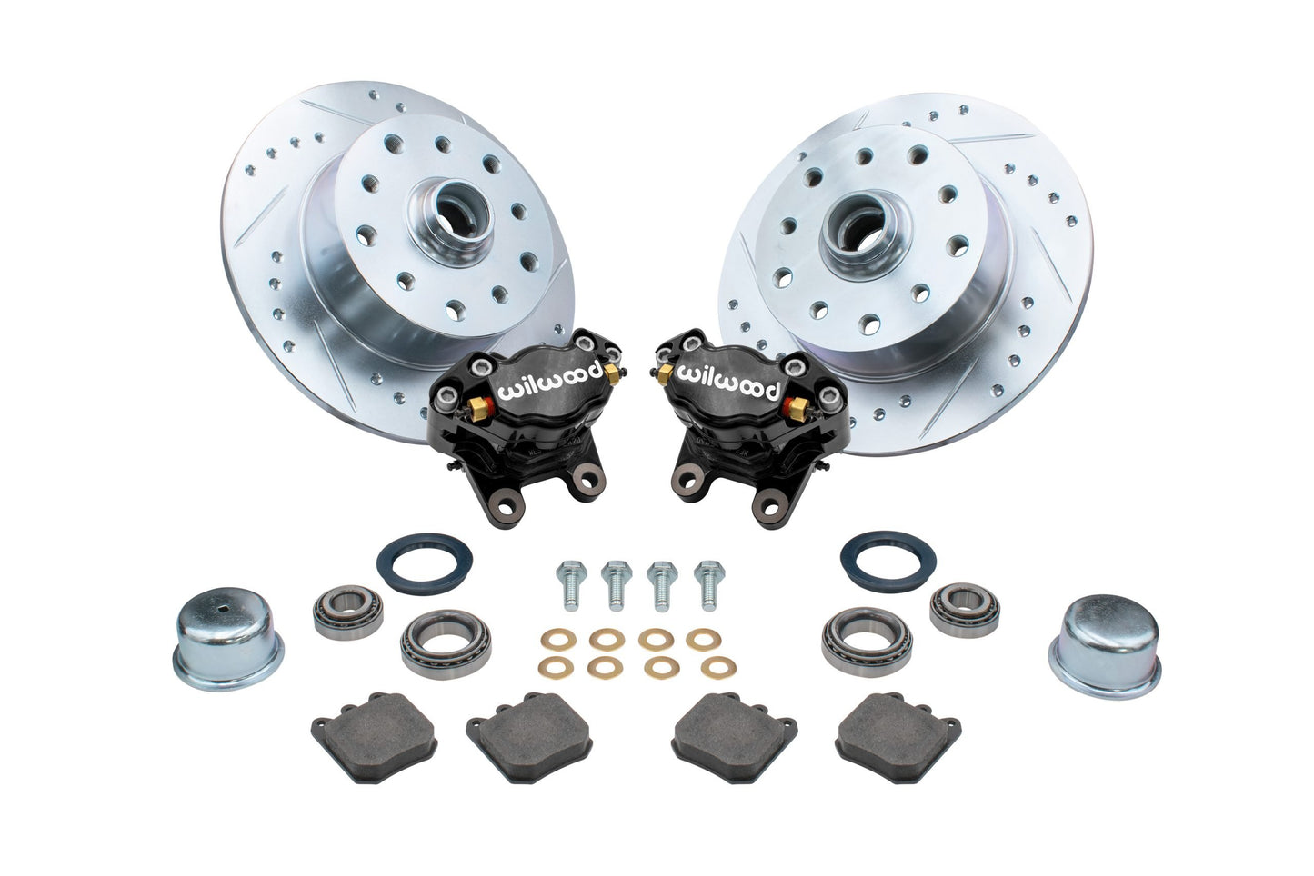 EMPI Ball Joint Front Disc 5/130 Drilled & Slotted Brake Kit with Wilwood Calipers / Black