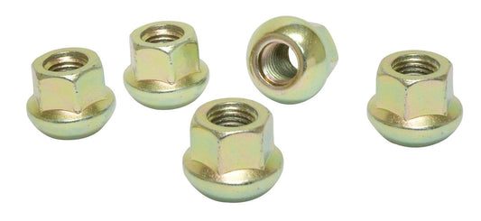 Zinc Lug Nuts, M12 1.5, Ball Seat, Set of 5