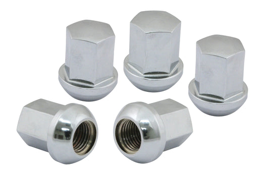 Porsche Style Alloy Lug Nuts, Aluminum, Chrome Finish, Set of 5