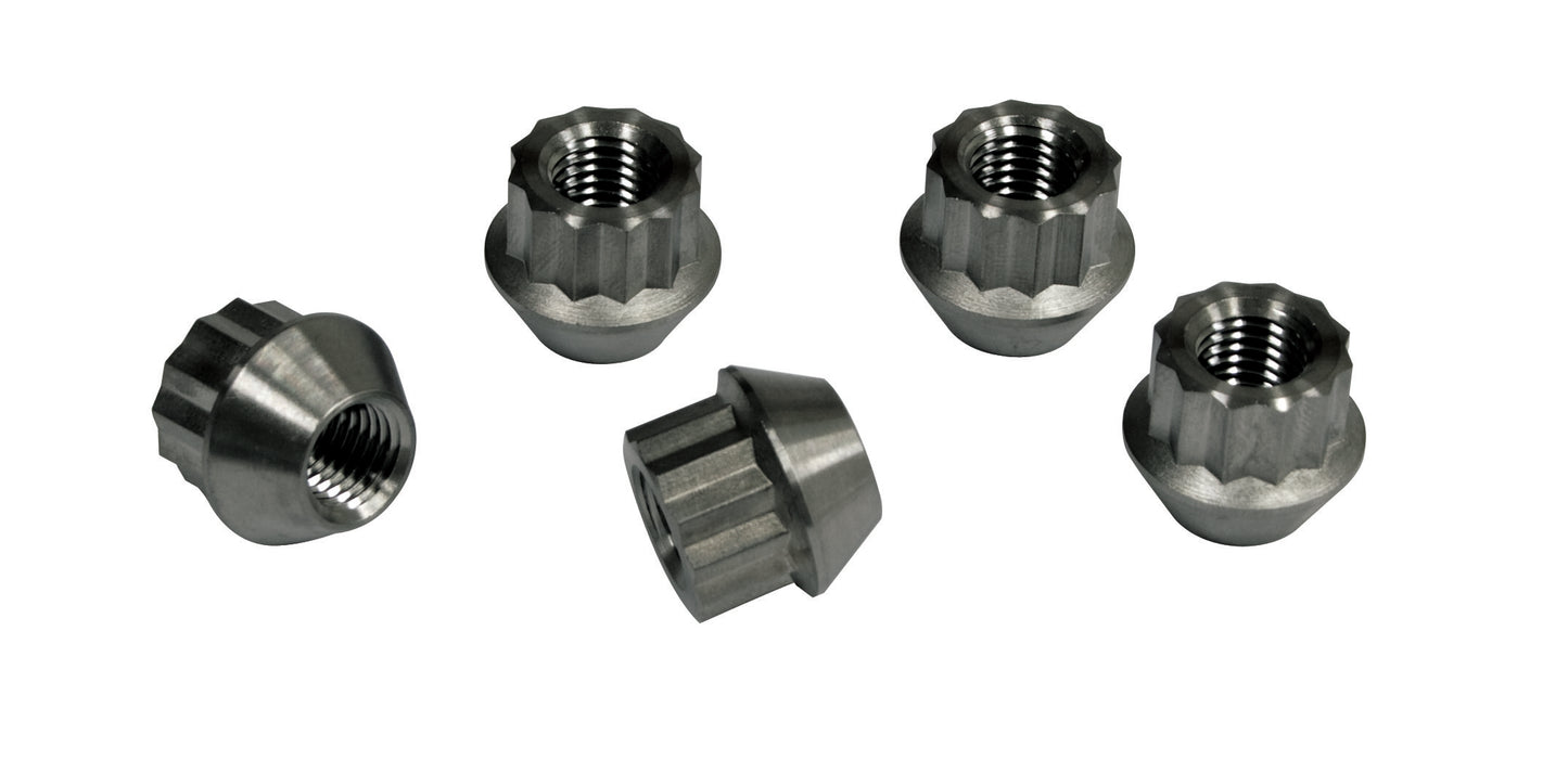Alloy Lug Nuts, Black, M12 1.5, Set of 5