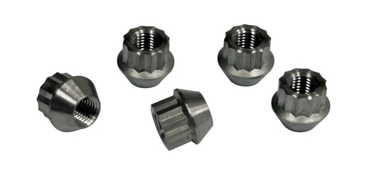 Alloy Lug Nuts, Black, M12 1.5, Set of 5