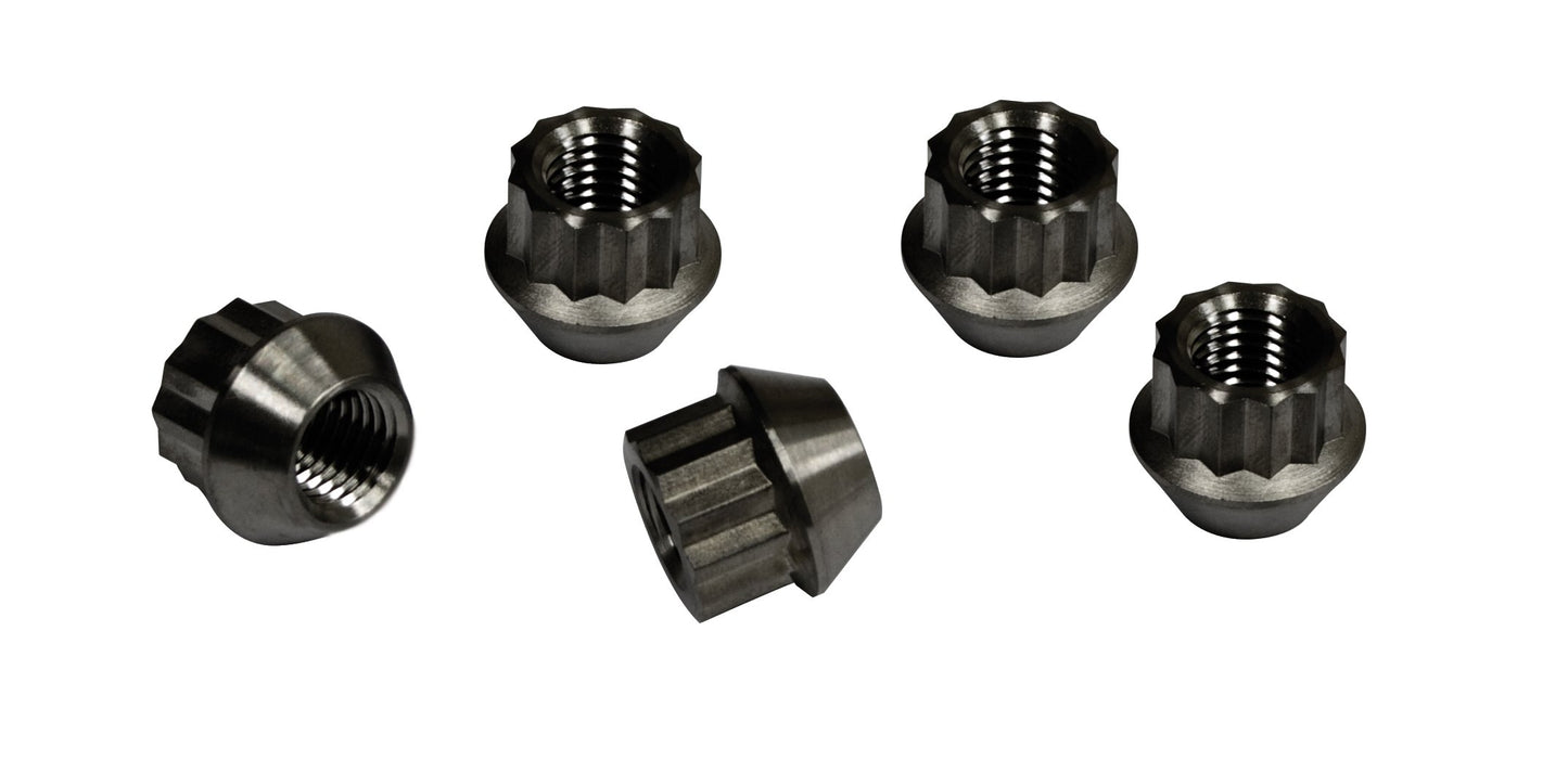 Alloy Lug Nuts, Black, M14 1.5, Set of 5
