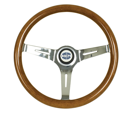 EMPI 380mm/31mm Grip Classic Wood Steering Wheel Only 3" Dish with Classic 3 Bolt Hub Pattern