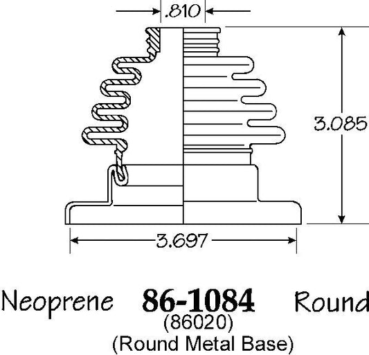 I.R.S. Boot with Flange, Type 1, Black, Bulk, Each (Ref. P/N: 113 501 149) I.D. of Metal Flange 46.77mm