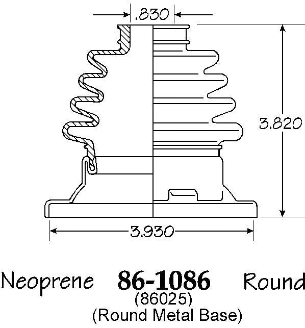 I.R.S. Boot with Flange, Late Type 2/4, Bulk, Each (Ref. P/N: 211 501 149) I.D. of Metal Flange 54.19mm